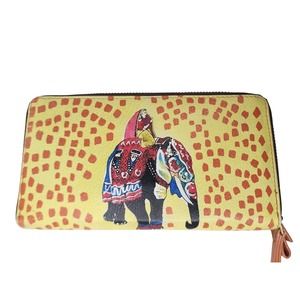 Artistic Expressions by Sharif 1827 VTG Hand Painted Elephant Zip Around Wallet